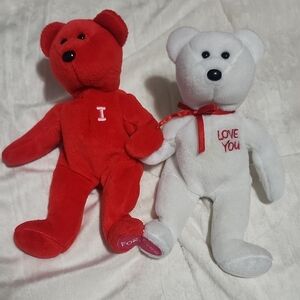 I love you, TY Beanie Babies Red And White Set